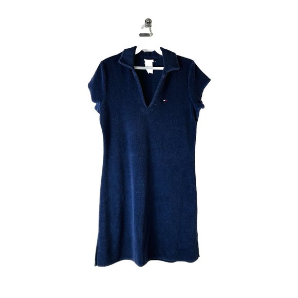 Tommy Hilfiger Dresses Vtg 9s Tommy Hilfiger Terry Cloth Collared Shirt Dress Y2k Poshmark